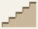 Side view of a staircase with rise and run marked - stair calculator